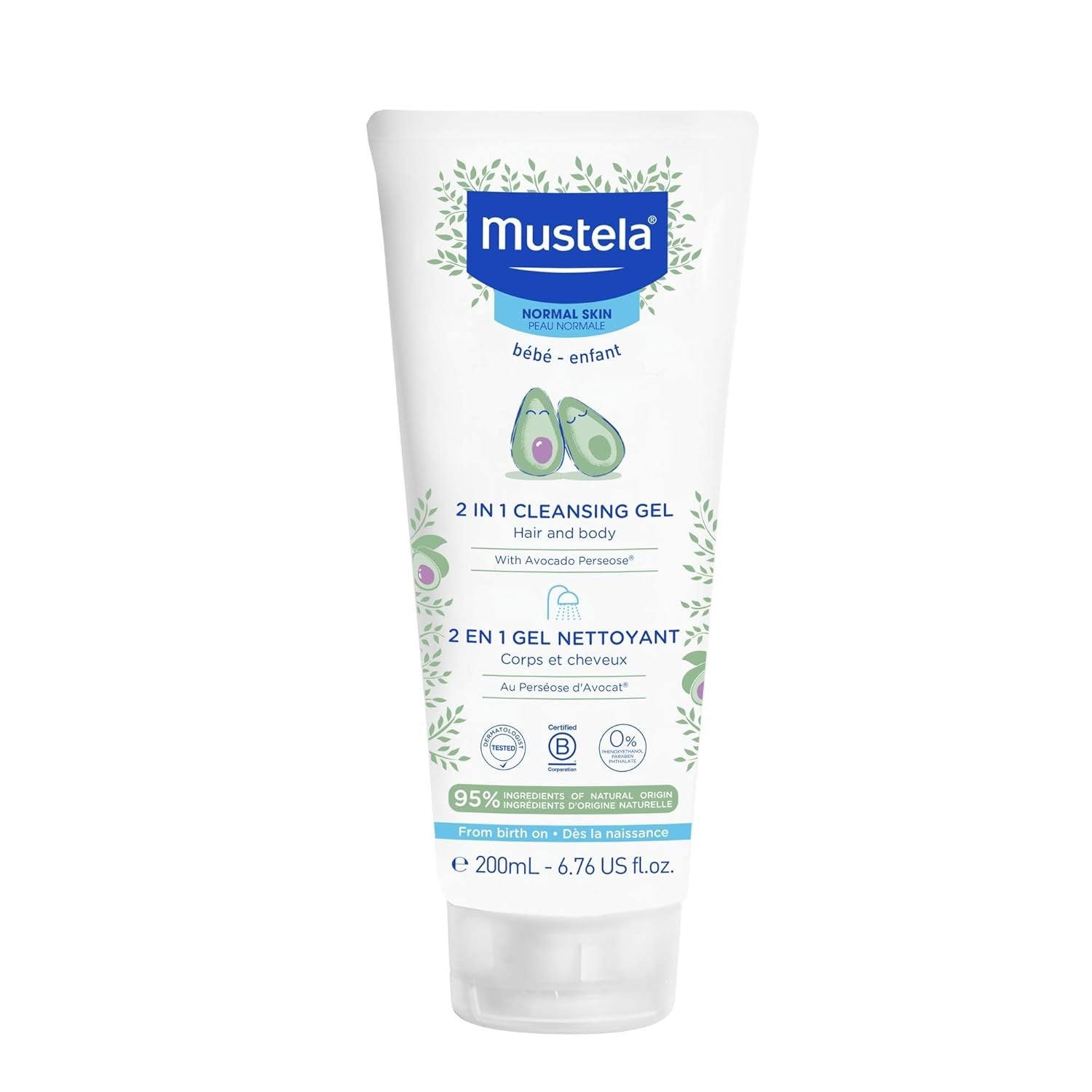 Mustela 2 in 1 Cleansing Gel with Avocado | Hair & Body 200ml