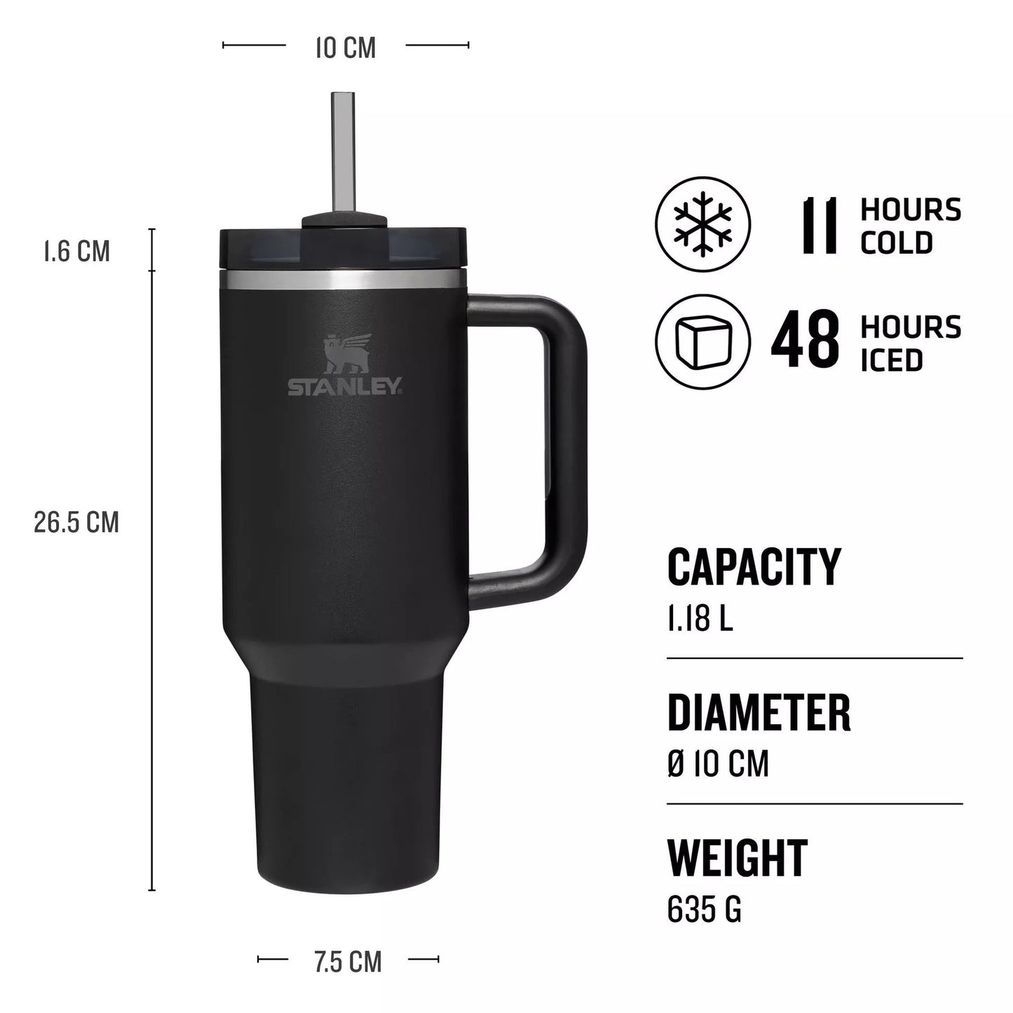 Stanley - The Quencher H2.O FlowState™ Tumbler | Black Tonal | 1.18L