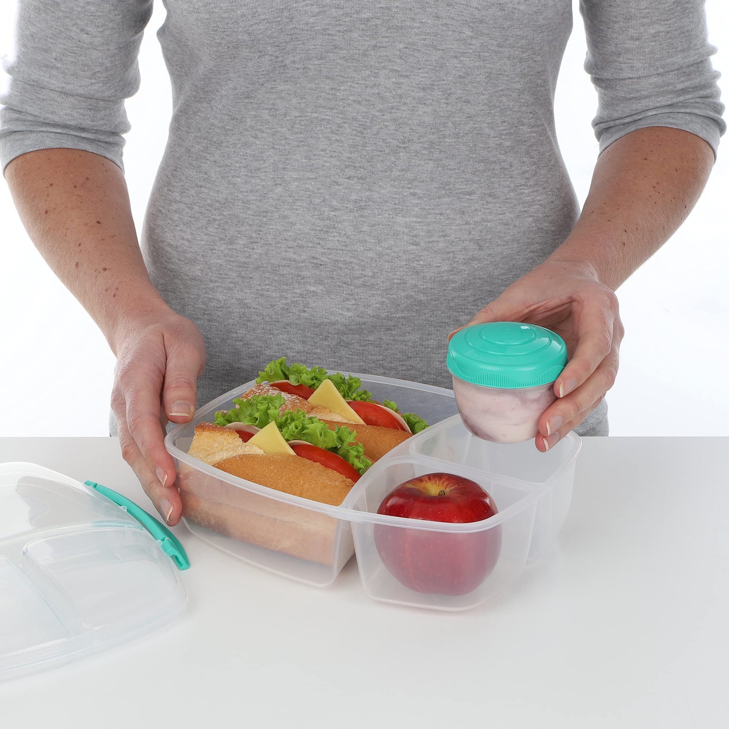 Sistema - 2L Triple Split Lunch with Yogurt Pot