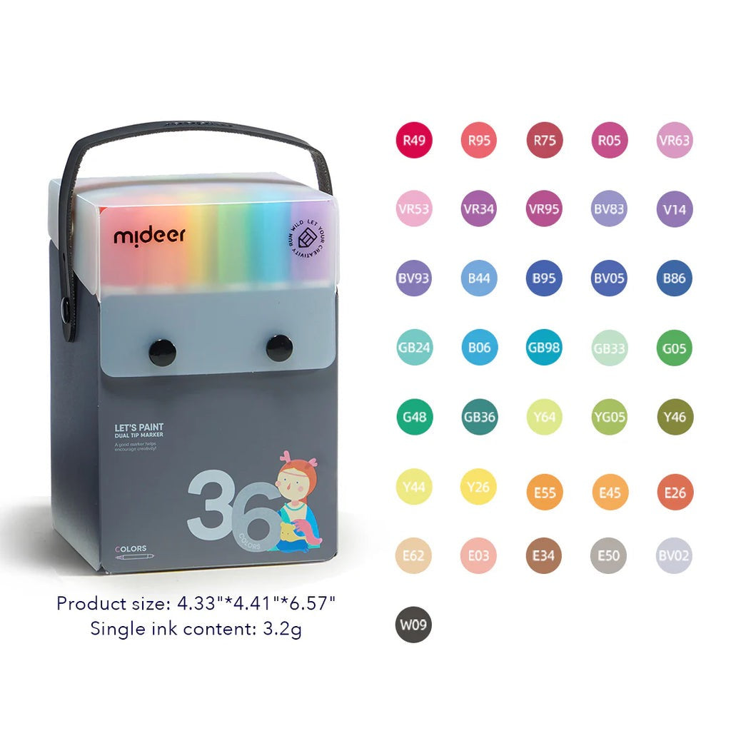 Mideer - Translucent Dual Tip Markers | 36 Colors