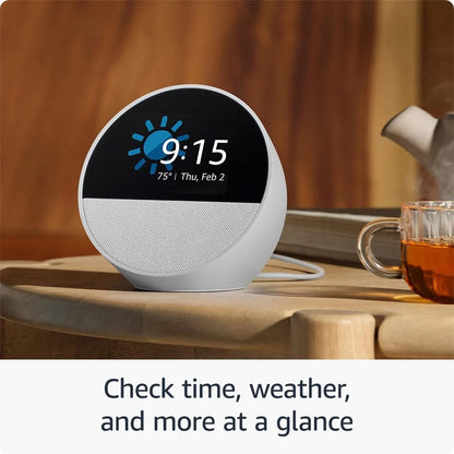 Amazon - Echo Spot Smart Alarm Clock with Vibrant Sound | White