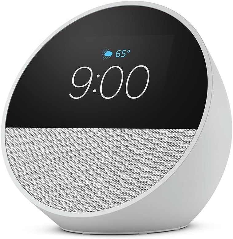 Amazon - Echo Spot Smart Alarm Clock with Vibrant Sound | White