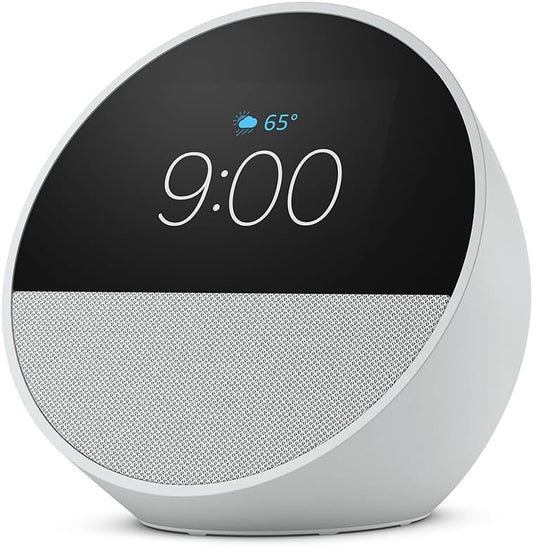 Amazon - Echo Spot Smart Alarm Clock with Vibrant Sound | White