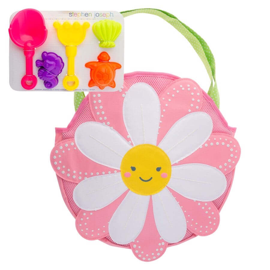 Stephen Joseph - Beach Totes with Sand Toy Play Set - Flower