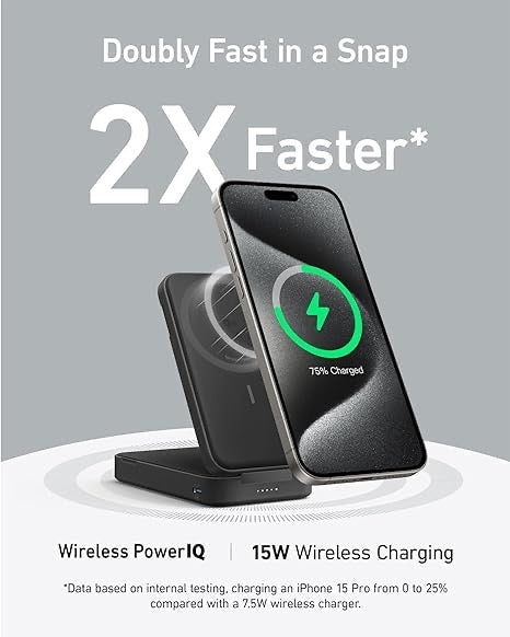 Anker - Wireless Charger | MagGo Power Bank | 6.6K - 15W | Black