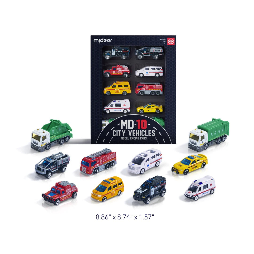 Mideer - Alloy Racing Cars | City Vehicles 10pcs