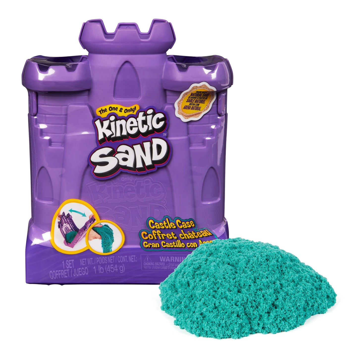 Kinetic Sand Castle Case with 1lb Teal Sand