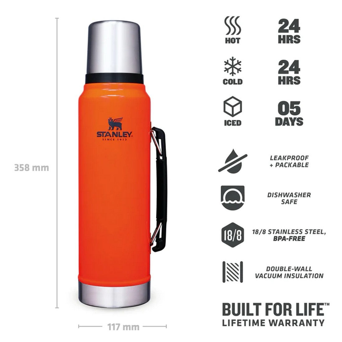 Stanley - The Legendary Classic Bottle | Blaze Orange | 1L