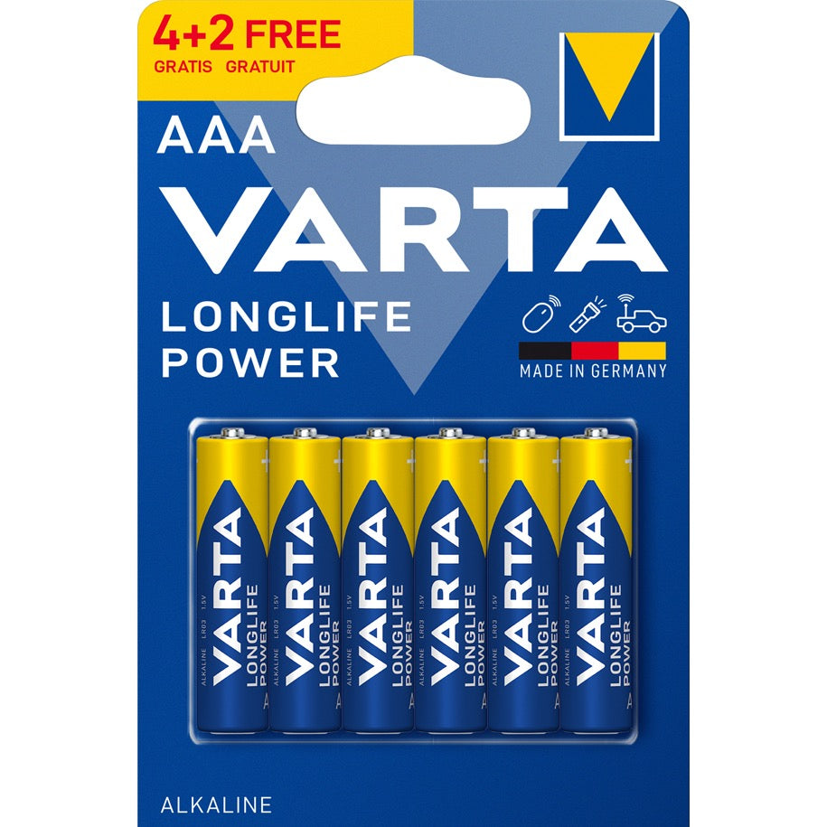 VARTA Long Life Power AAA Batteries | 4+2