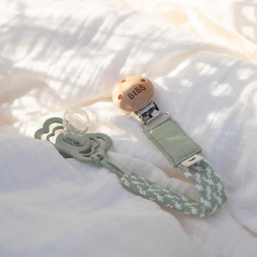 BIBS - Pacifier Clip Organic Cotton | Sage - Ivory