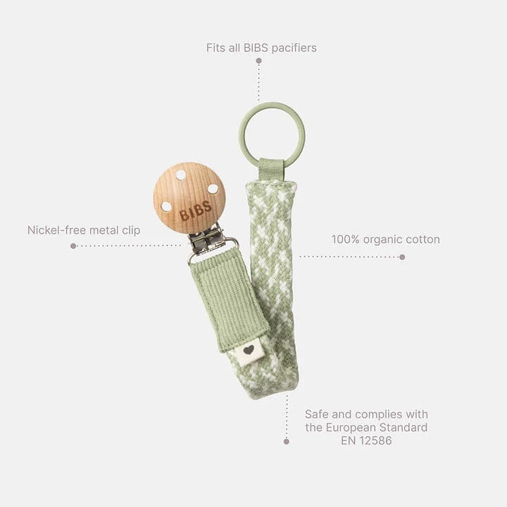 BIBS - Pacifier Clip Organic Cotton | Sage - Ivory