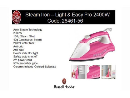 Russell Hobbs - Light & Easy Pro  Steam Iron | Pink 2600W