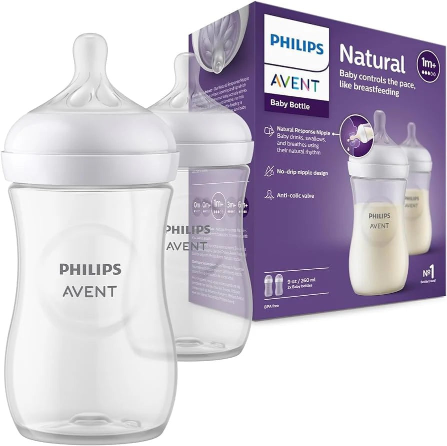 Philips Avent - Natural Baby Bottle White 260ml Pack of 2 | 1m+