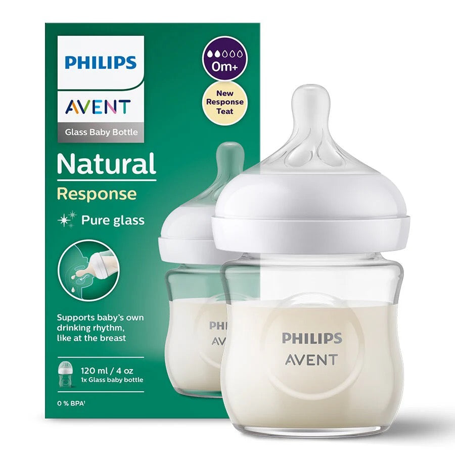 Philips Avent - Natural Response Baby Glass Bottle 120ml | 0m+ | White