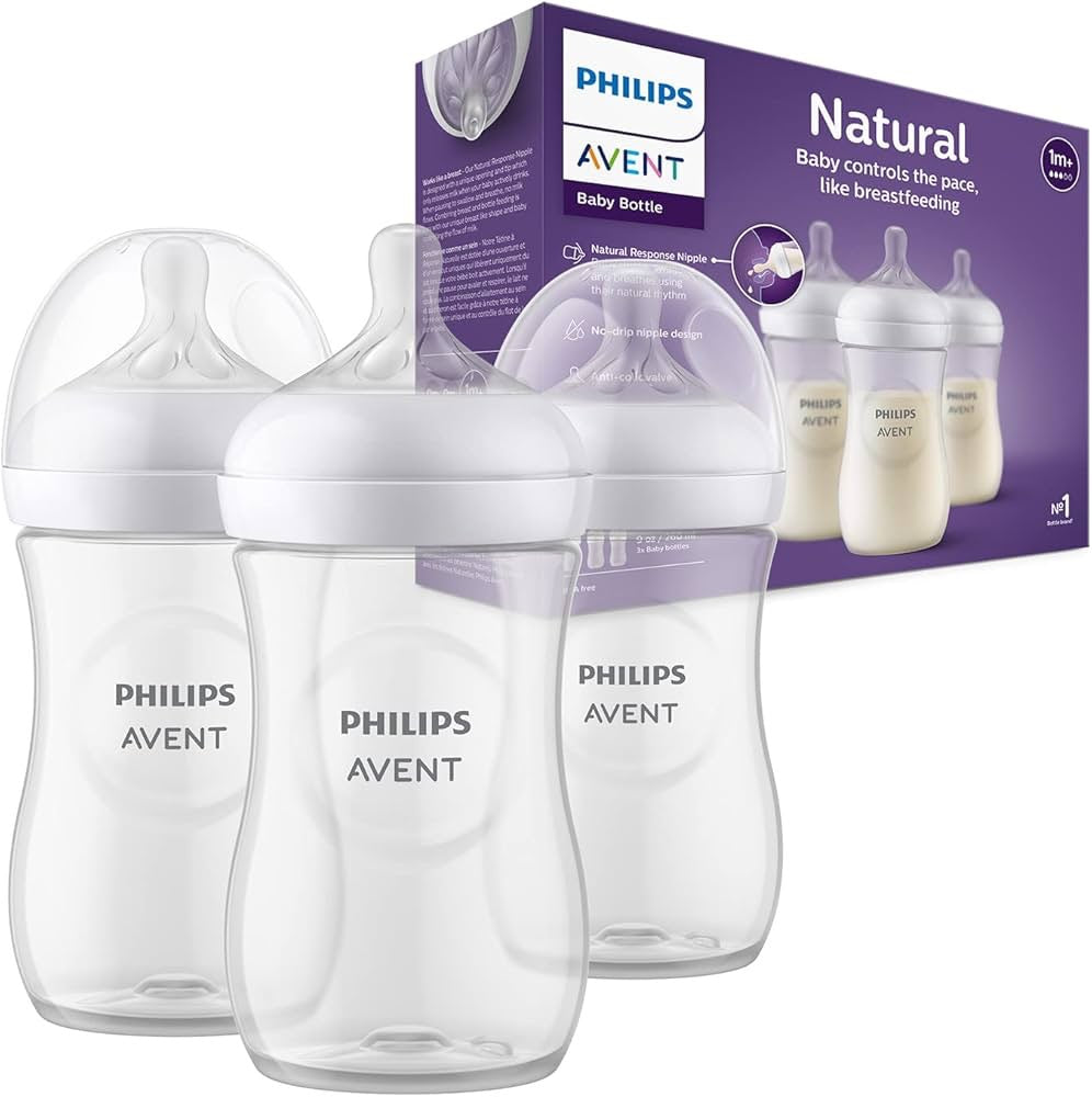 Philips Avent - Natural Baby Bottle White 260ml Pack of 3 | 1m+