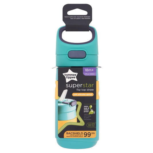 Tommee Tippee Superstar Straw Bottle 500ml | 18m+ | Turquoise