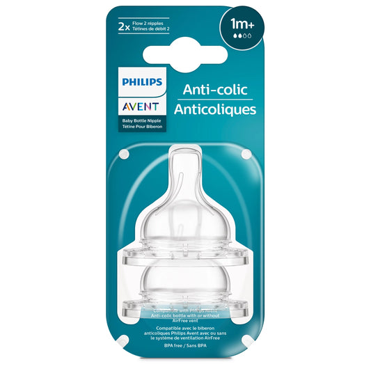 Philips Avent - Anti-Colic Nipple Teats Airflex | 1m+ | Flow 2 | 2 Pack