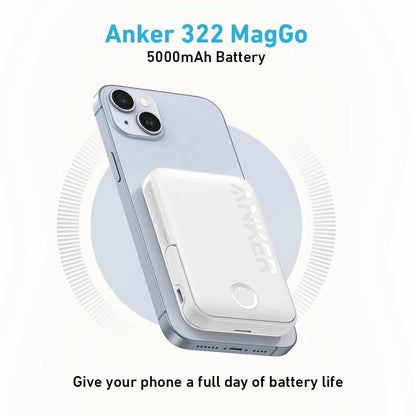 Anker - Wireless Charger | 322 MagGo Battery | PowerCore 5K | With Stand | White