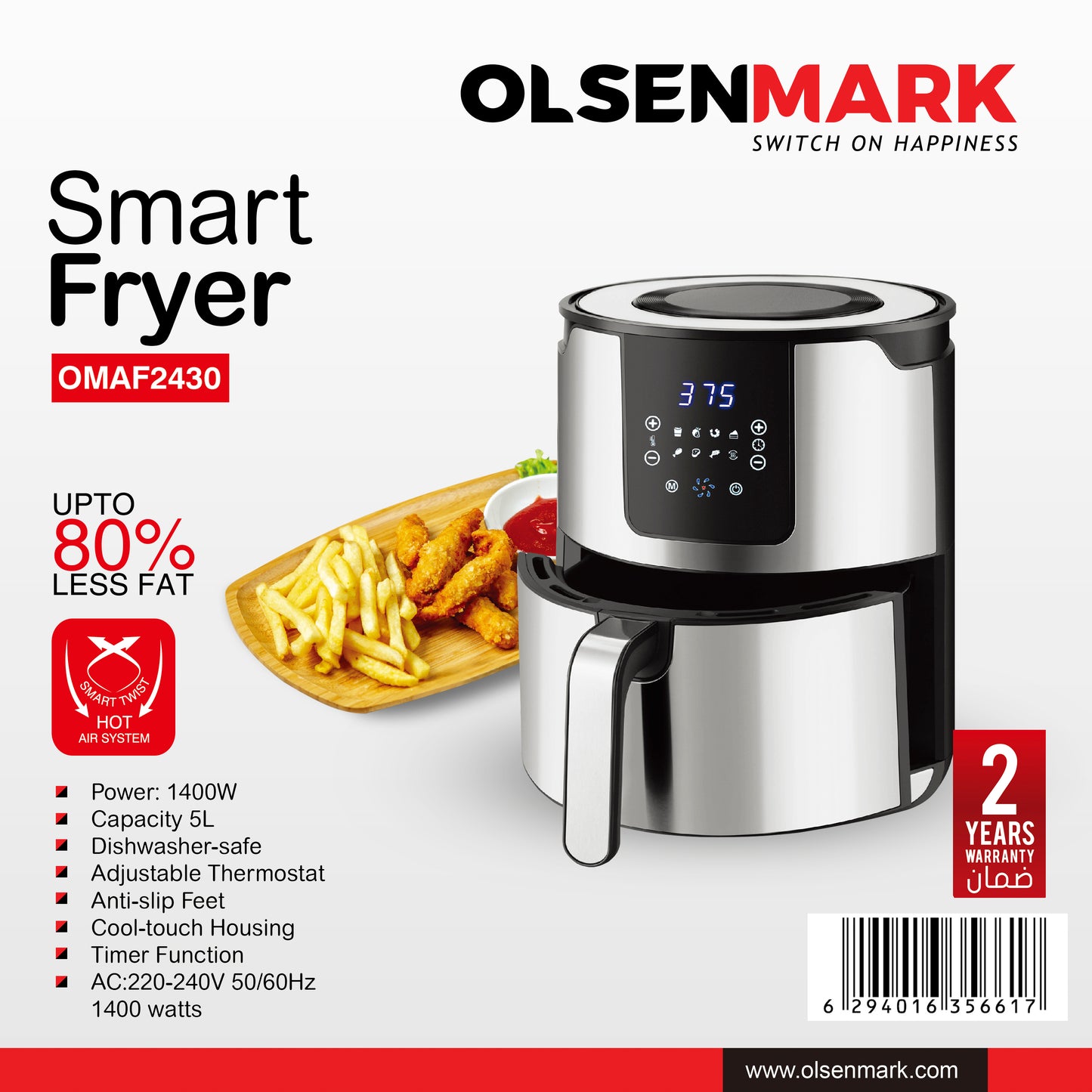 Olsenmark - Smart Air Fryer 1400W - 5L