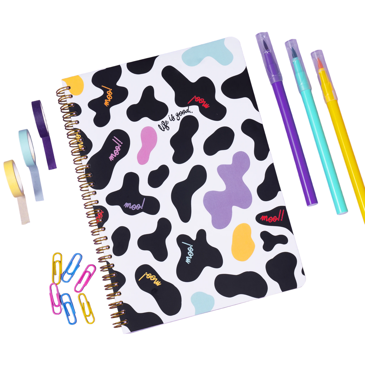 Mofkera | مفكرة | Cow Pattern Wire Notebook A4 Jumbo Size 5 Subjects