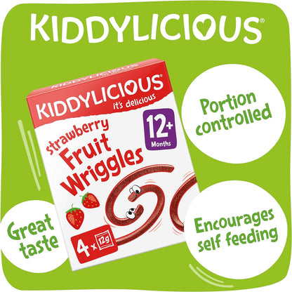 Kiddylicious - Strawberry Fruit Wriggles | 4 Pack