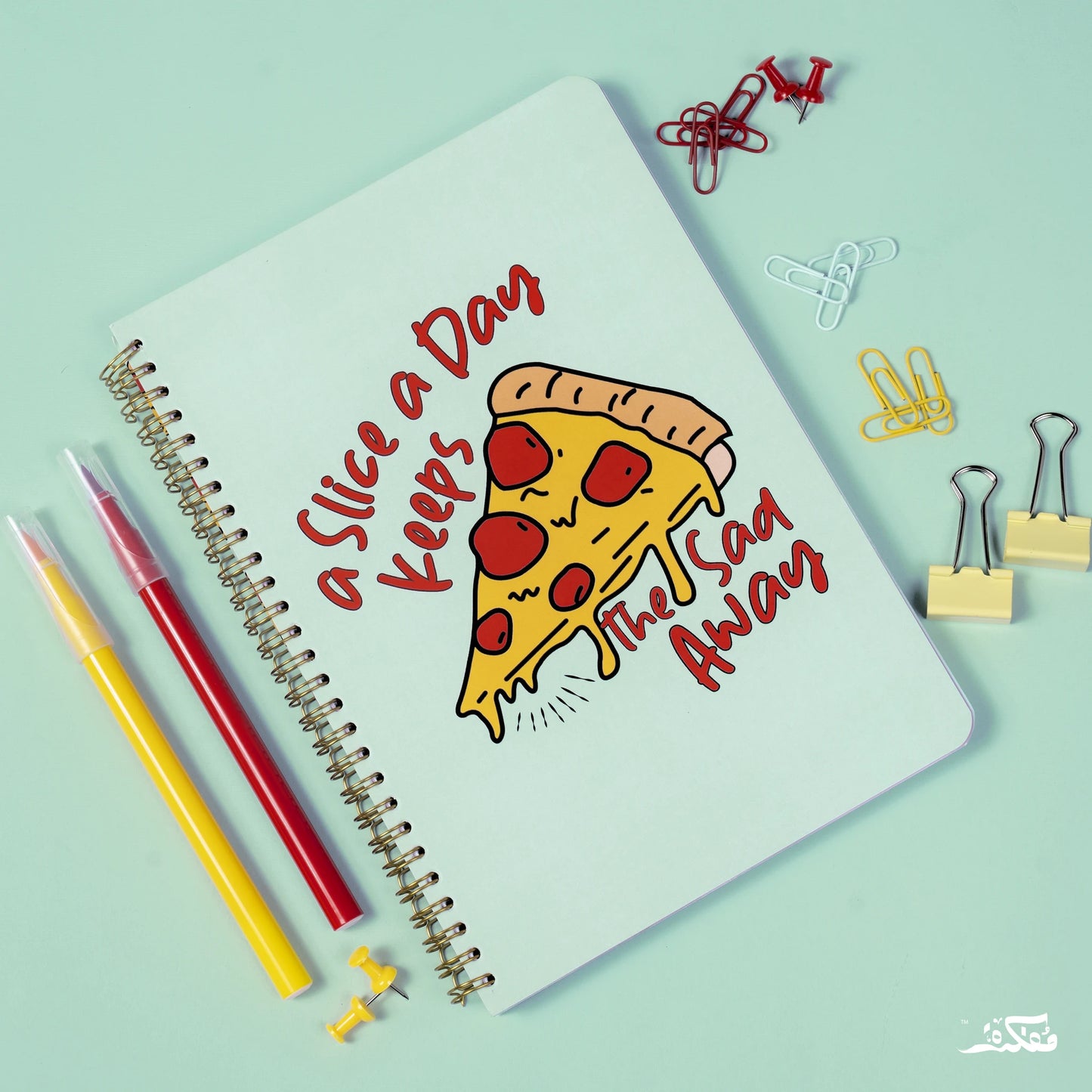 Mofkera | مفكرة | Pizza  Wire Notebook A4 Jumbo Size 3 Subjects