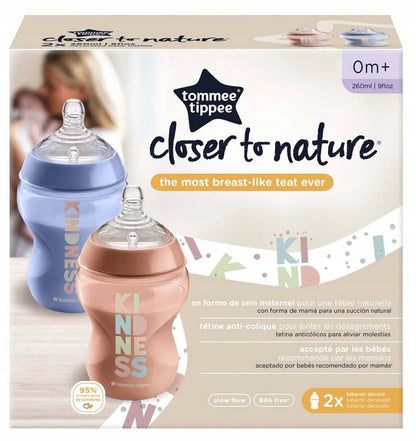 Tommee Tippee Closer to Nature Kindness Bottle, X2 Bottles, 260 ml