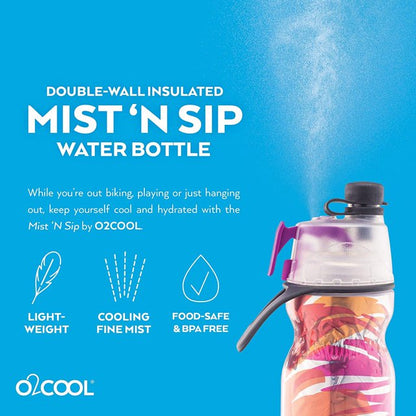 O2COOL - Mist N' Sip Insulated Bottle - 591ml - Camo Black