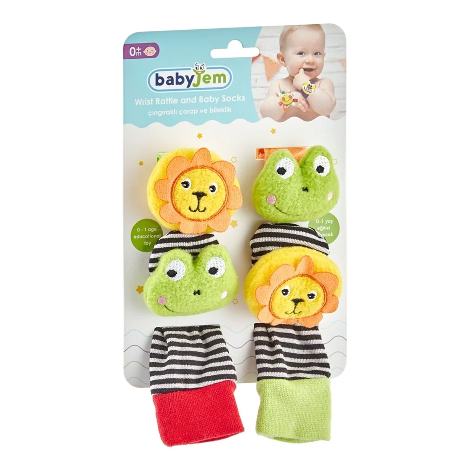 BabyJem - Wrist Rattle & Baby Socks Lion & Frog