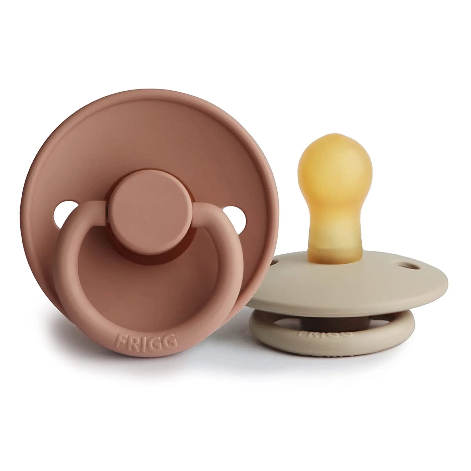 FRIGG - 2 PACK | Classic Latex Baby Pacifier - Size 2 |6-18m| - Rose Gold / Sandstone