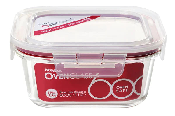 Komax - Oven Glass Square Food Storage Container, 520 ml