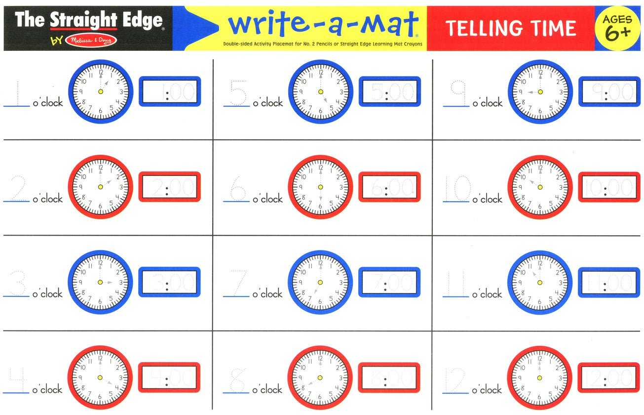 Melissa & Doug TELLING TIME WRITE-A-MAT (BUNDLE OF 6) - BambiniJO | Buy Online | Jordan