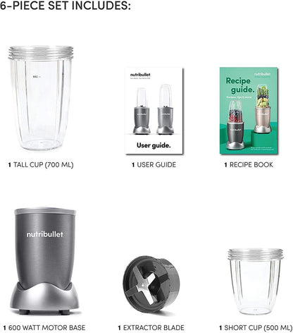 NutriBullet - Blender | 600W | 4 Pcs | Grey