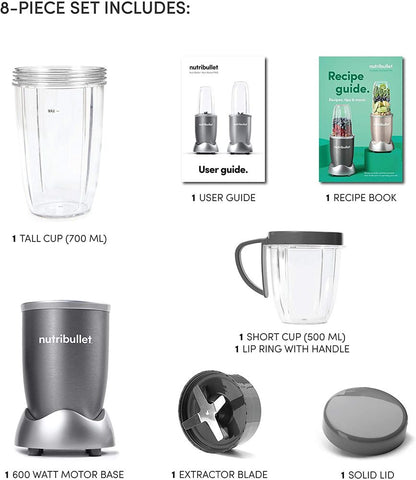 NutriBullet - Blender | 600W | 5 Pcs | Grey