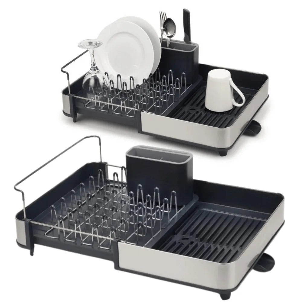 Joseph Joseph Extend Steel Expandable dish rack with draining spout - Gray