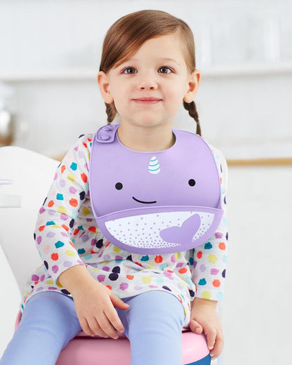 Zoo Fold & Go Silicone Bib - Narwhal - BambiniJO