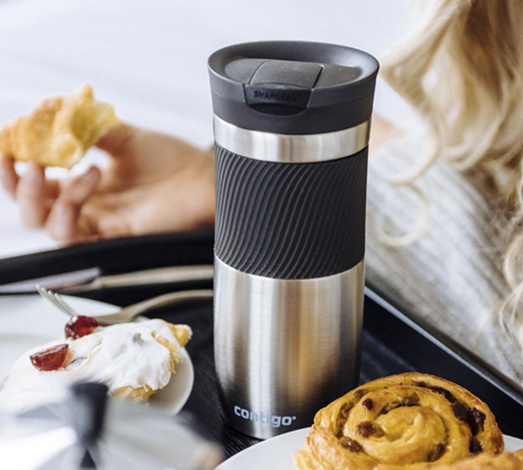 Contigo SNAPSEAL Byron Stainless Steel Travel Mug, 20 oz, Gunmetal AND Contigo  SNAPSEAL Byron Vacuum-Insulated Stainless