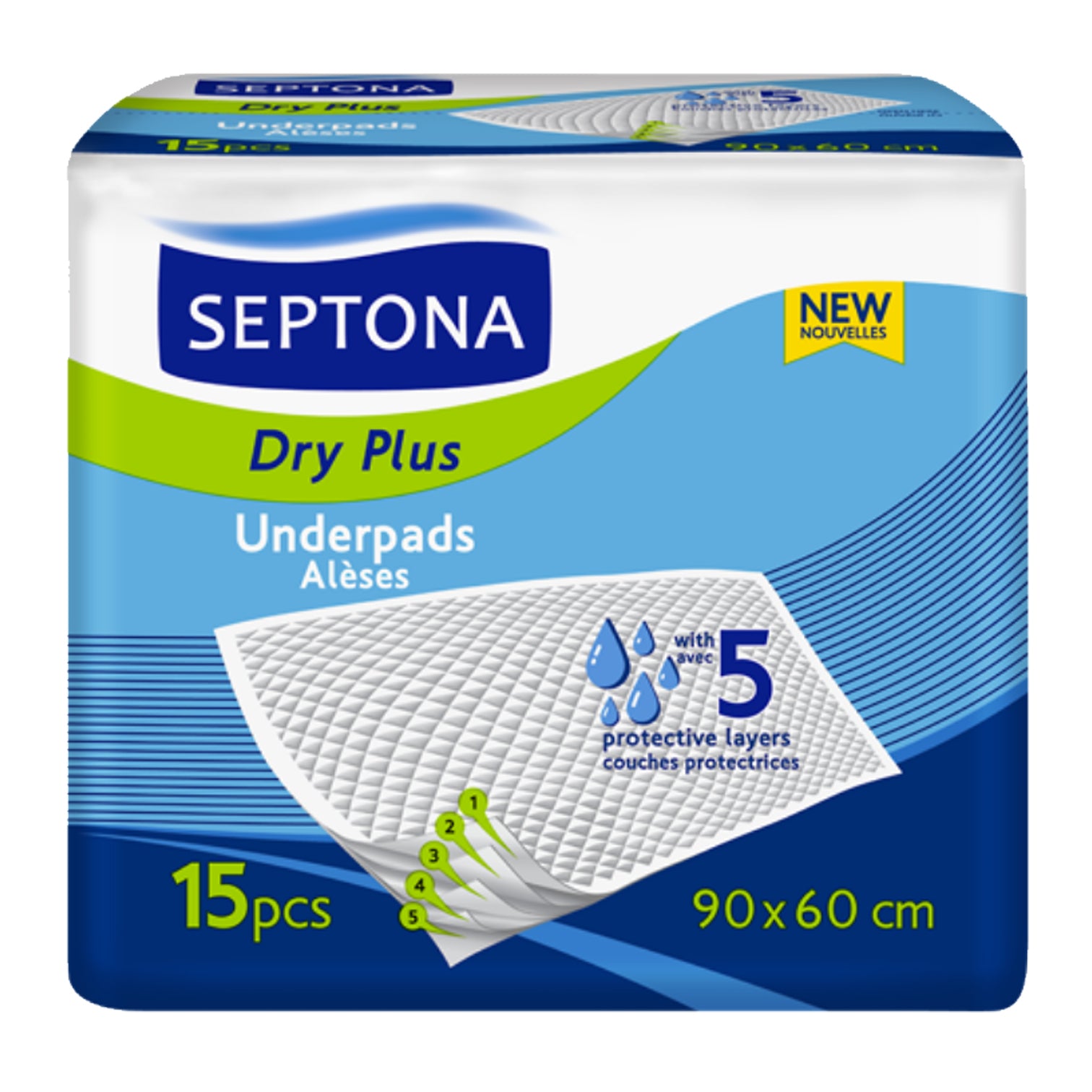 SEPTONA Unscented UNDERPADS DRY PLUS 90X60 15 PCS