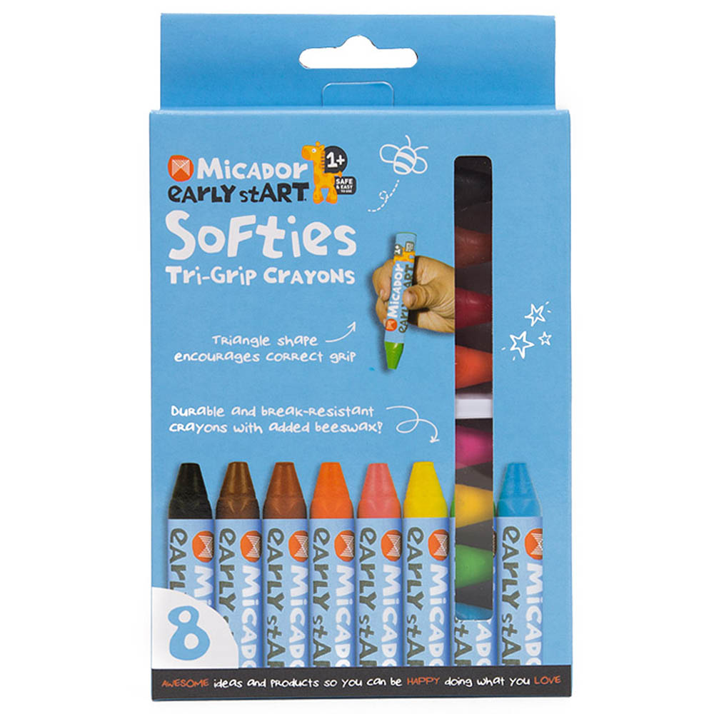 Micador - Early Start Softies Tri-Grip Crayons, Pack of 8