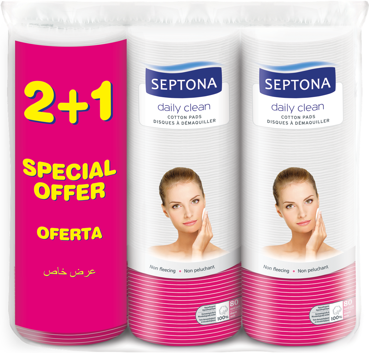 SEPTONA Cotton Pads in a plastic bag PROMO 80 PCS (2+1)