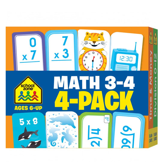 Math Grades 3-4 Flash Cards 4-Pack